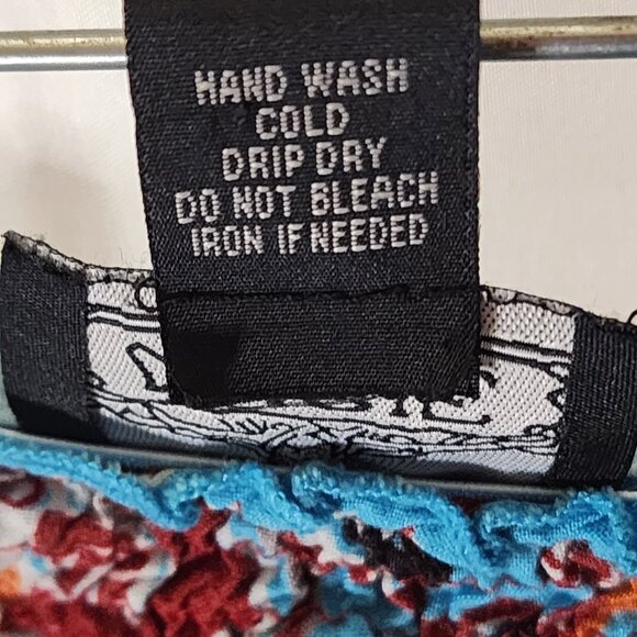 Angie Boho Maxi Dress–Red Blue Paisley Strapless Smocked Winter Layering Look - Picture 8 of 8